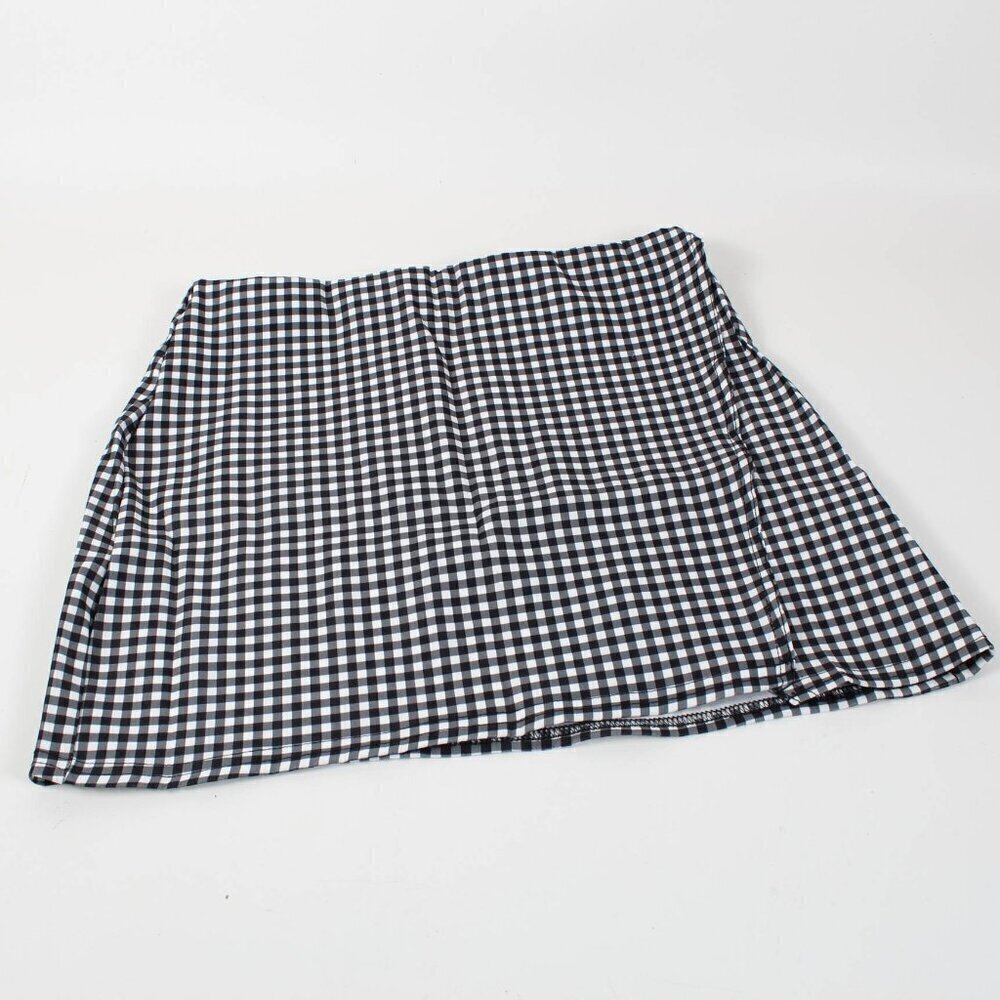 🔴 Boohoo Bengaline Gingham Wrap Split Skirt - Size 8 - NWT - Picture 2 of 10